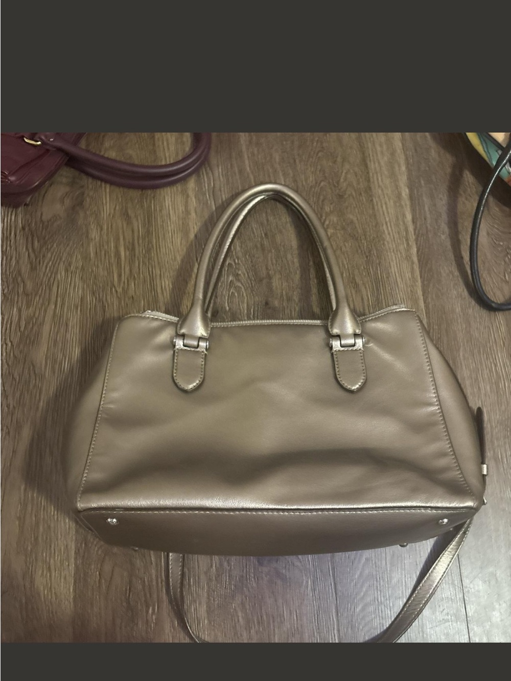 Taupe Leather Satchel Handbag - Elegant Everyday Tote